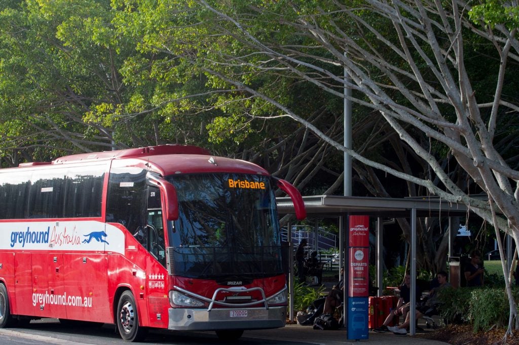 Greyhound bus at Cairns terminal