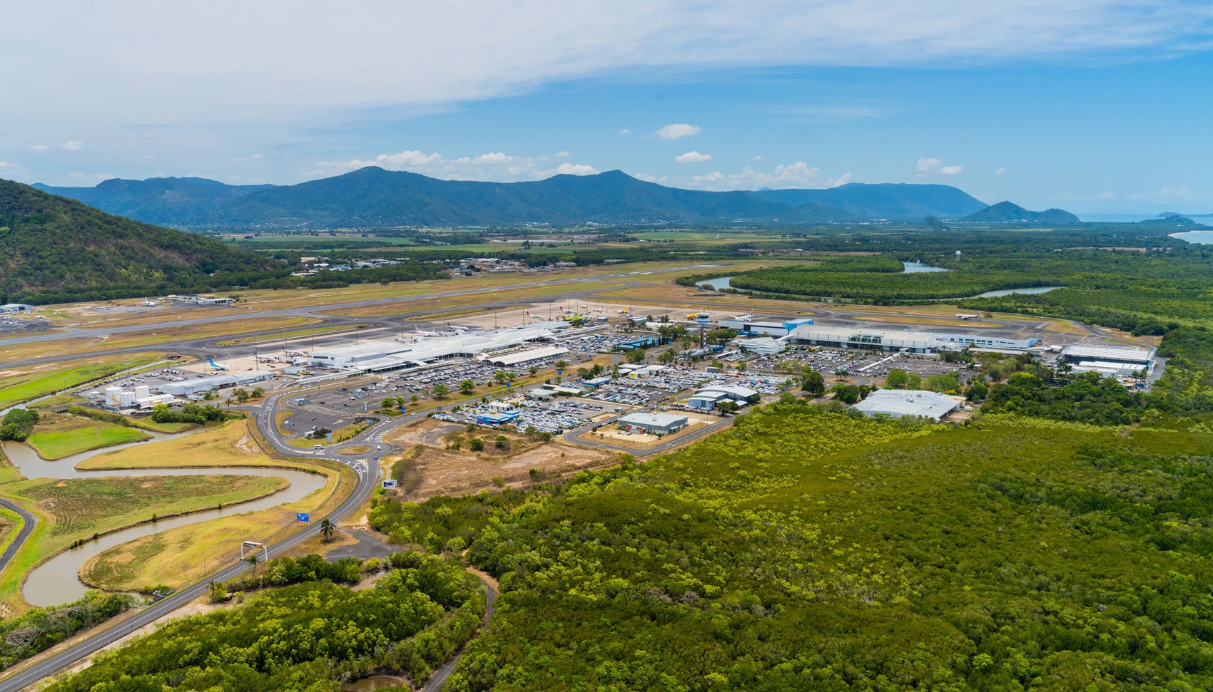 aerial image of Cairns Airport and surrounding aerial