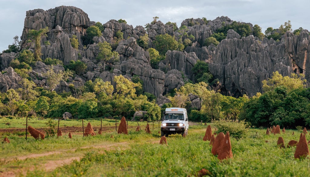 campervan driving through chillagoe