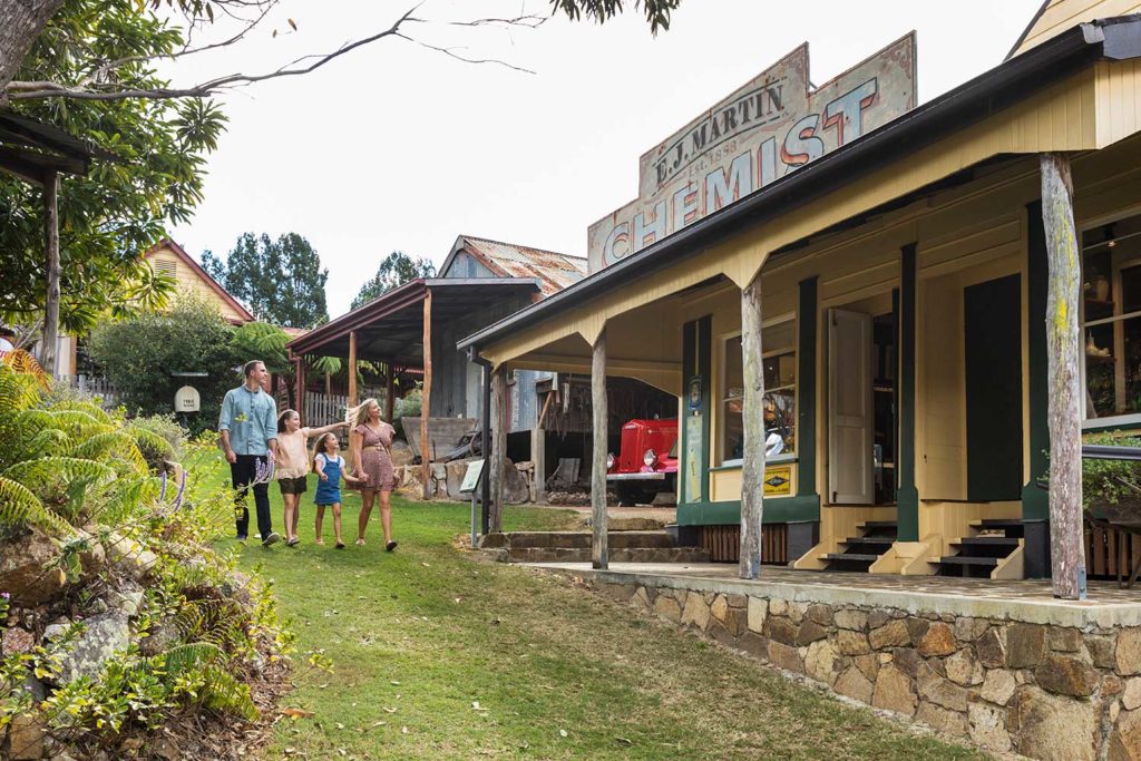 family explore herberton historic village