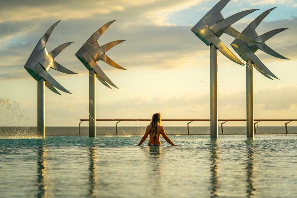 girl swimming at cairns esplanade lagoon