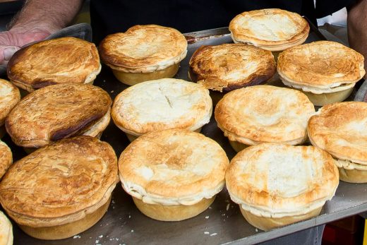Tray of meat pies