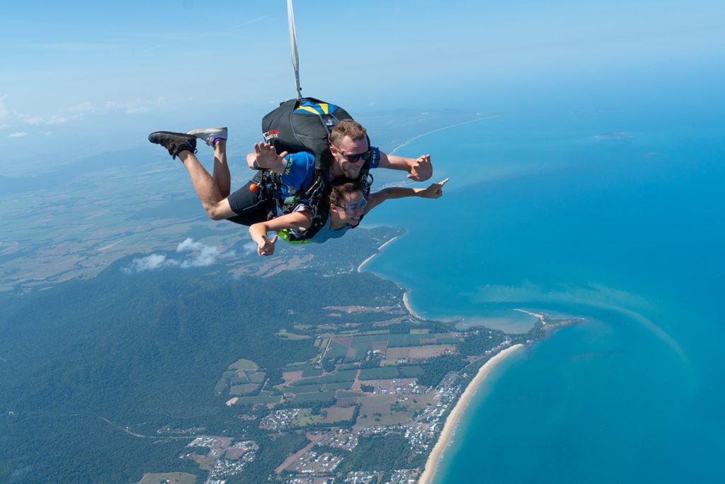 skydiving over cairns