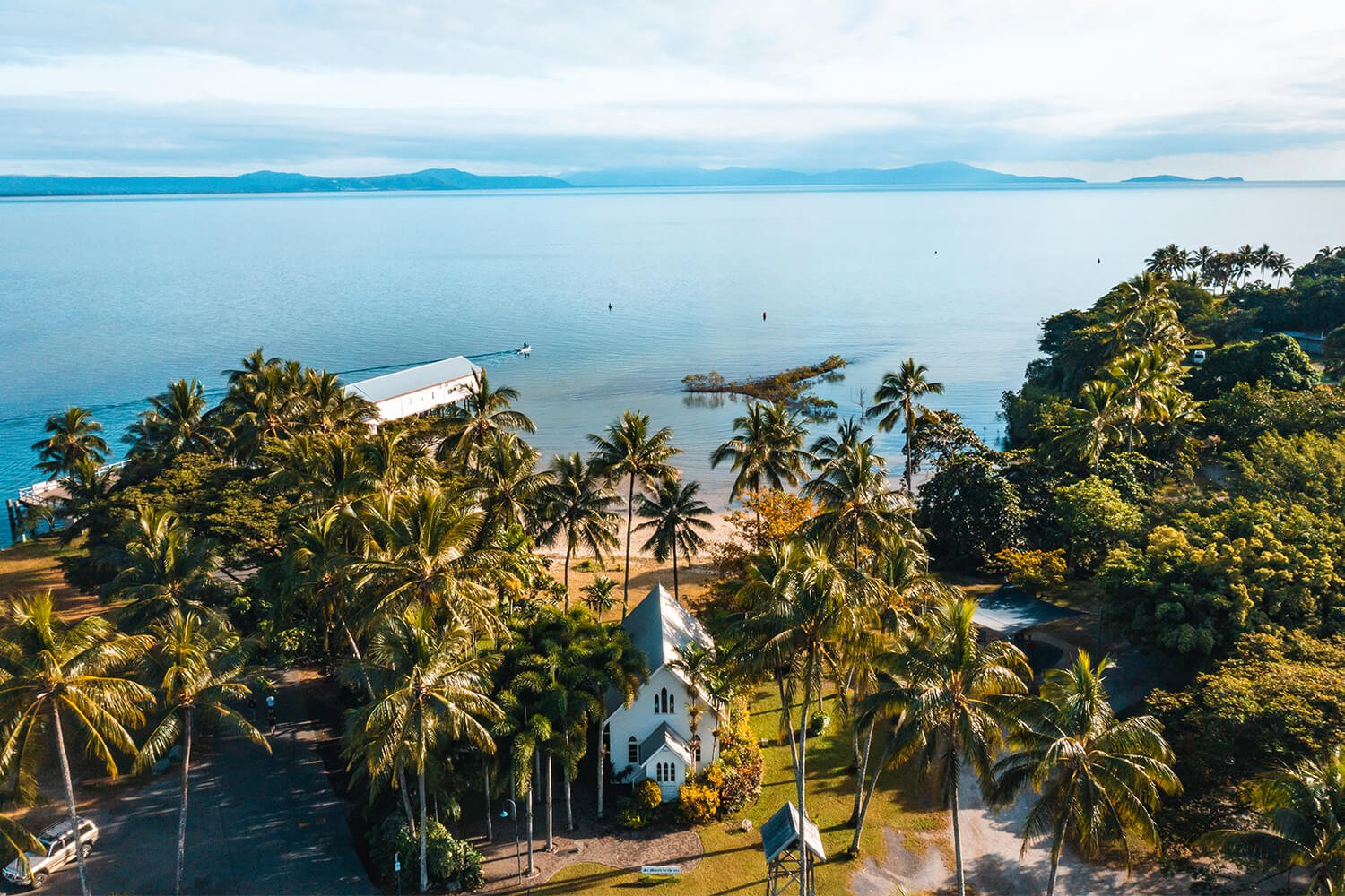 Aerial of St Mary's Chapel in Port Douglas